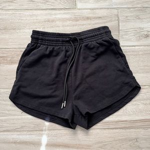 H&M basics black drawstring sweat shorts